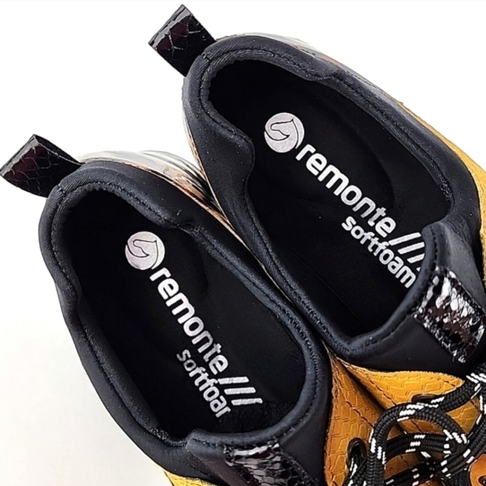 Remonte Women's Lace Up Casual Leopard Print Yellow Black Trainers Shoes 40 - Picture 9 of 16